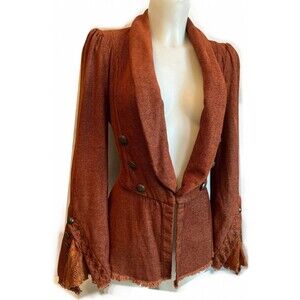 Free People Belled-Lace Cuff  Throwback Jacket Size XS
